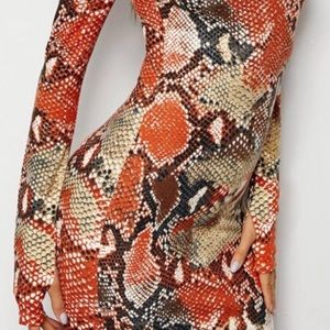 Snake skin red dress